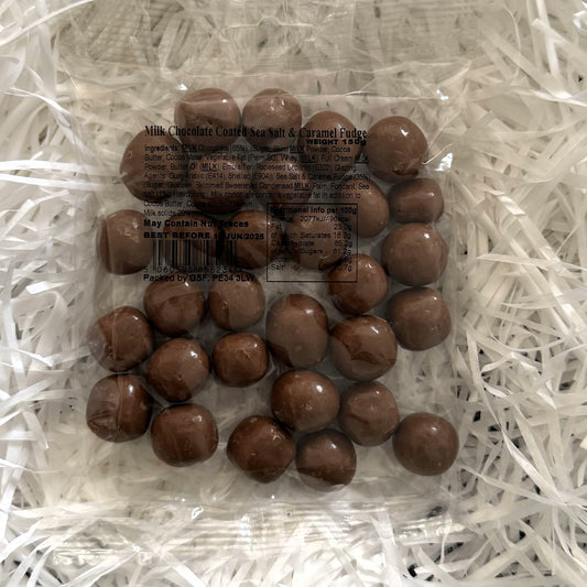 Milk Chocolate Coated Sea Salt and Caramel Fudge – A Luxurious Sweet Indulgence - 150g